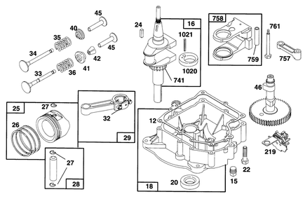 Engine Briggs & Stratton Model 28d707-0124-01 Diagram and Parts List for 70142 59000001 - 59999999 Toro Lawn Tractor