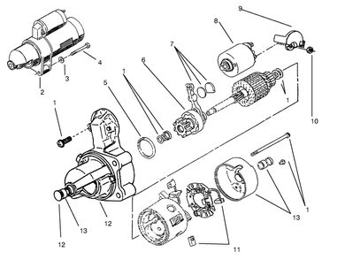 Starter Diagram and Parts List for 73441 7900001 - 7999999 Toro Lawn Tractor