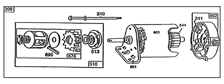 Starter-Briggs & Stratton No. 195707-0121-01 Diagram and Parts List for 70060 79000001 - 79999999 Toro Lawn Tractor