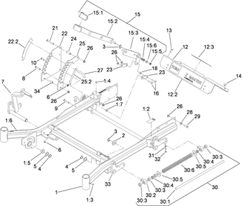 Front Frame Assembly Diagram and Parts List for 74264TE (310000001-310999999)(2010) Toro Lawn Mower