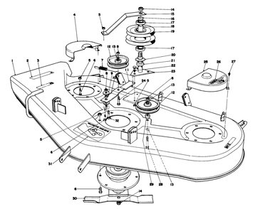 Cutting Deck Diagram and Parts List for 57356 2000001 - 2999999 Toro Lawn Tractor