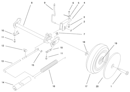 Deck Suspension Assembly Diagram and Parts List for 20804 9900001 - 9999999 Toro Lawn Mower