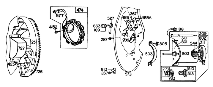 Engine Briggs & Stratton Model No. 326437-0262-01 Diagram and Parts List for 30775 100001 - 199999 Toro Lawn Tractor