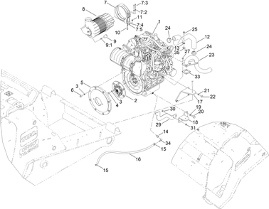 Engine And Air Cleaner Assembly Diagram and Parts List for 22530 406500000 - 410149999 Toro Lawn Tractor Accessories
