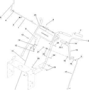 Handle Control Assembly Diagram and Parts List for 39638 400000000-404324999 Toro Lawn Mower