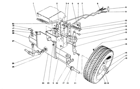 Front Axle And Wheel Assembly Diagram and Parts List for 56173 2000001 - 2999999 Toro Lawn Tractor Accessories