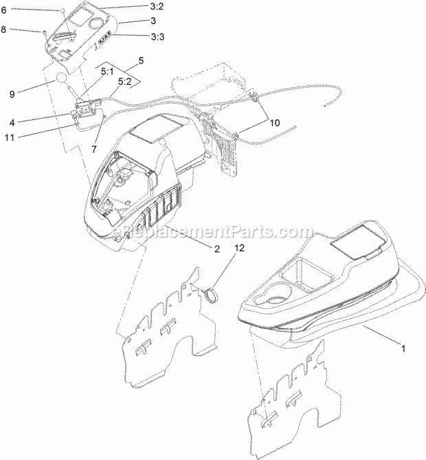 Fender, Console And Control Assembly Diagram and Parts List for 74916 312000001-312999999 Toro Lawn Mower