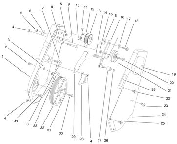 Side Plate And Idler Assembly Diagram and Parts List for 38409 9900001 - 9999999 Toro Snow Blower