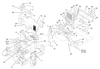 Cooling Mounting Frame Assembly Diagram and Parts List for 74214 (230000001-230006000)(2003) Toro Lawn Mower