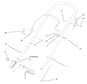 Handle Assembly Diagram and Parts List for 20804 8900001 - 8999999 Toro Lawn Mower
