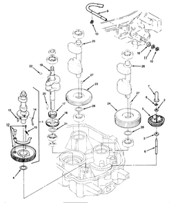 14hp Engine Crankshaft & Camshaft Assembly Diagram and Parts List for 22-14OE01 1000001 - 1999999 Toro Lawn Tractor