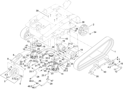 Track And Drive Assembly Diagram and Parts List for 23214 414000000 - 999999999 Toro Stump Grinder