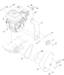 Engine Assembly Diagram and Parts List for 68049 404320000 - 410199999 Toro Cement Mixer