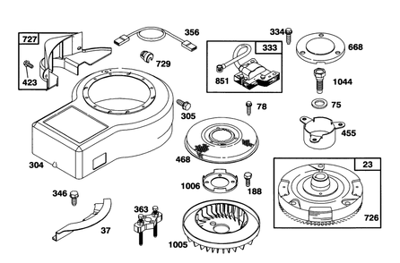 Engine Briggs & Stratton Model 286707-0452-01 Diagram and Parts List for 71203 3900001 - 3999999 Toro Lawn Tractor