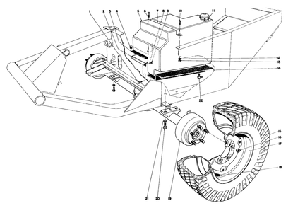 Front Axle And Gas Tank Assembly Diagram and Parts List for 30773 30001 - 30569 Toro Lawn Tractor Accessories