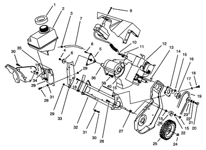 Engine & Frame Assembly Diagram and Parts List for 38196 4900001 - 4999999 Toro Snow Blower