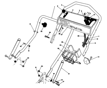 Handle Assembly Diagram and Parts List for 20624 8000001 - 8999999 Toro Lawn Mower