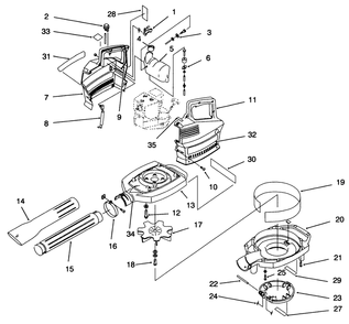 Blower Assembly Diagram and Parts List for 62901 790000001 - 799999999 Toro Leaf Blower / Vacuum