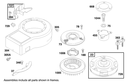 Engine Briggs & Stratton Model 284707-1148-E1 Diagram and Parts List for 71189 8900001 - 8999999 Toro Lawn Tractor
