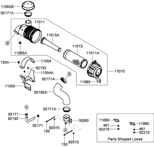 Air Filter And Muffler Assembly Diagram and Parts List for 74945CP (290000001-290999999)(2009) Toro Lawn Mower