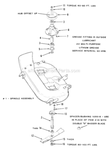 Spindle_Assembly Diagram and Parts List for 05-37SC03  Toro Lawn Mower