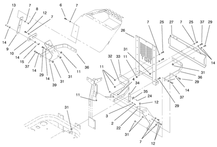 Rear Bumper Assembly Diagram and Parts List for 74212 (990001-991000)(1999) Toro Lawn Mower