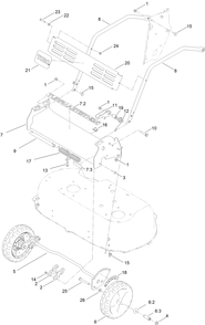 Front Bumper And Wheel Assembly Diagram and Parts List for 22207 410100000-999999999 Toro Lawn Mower