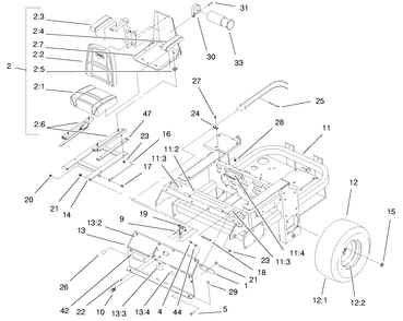 Seat And Rear Frame Assembly Diagram and Parts List for 74212 (990001-991000)(1999) Toro Lawn Mower