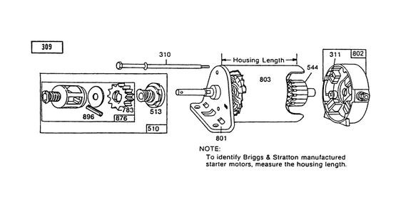 Starter-Briggs & Stratton Diagram and Parts List for 70080 5900001 - 5999999 Toro Lawn Tractor