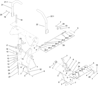 Hydro Control Assembly Diagram and Parts List for 72264TE 406427909-406429999 Toro Lawn Mower