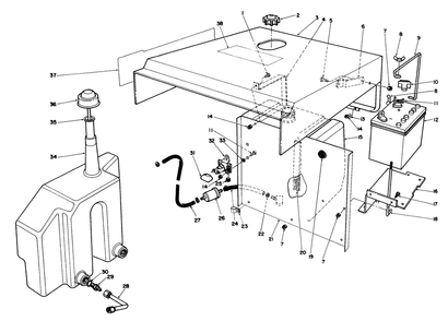 Hood Gas & Hydraulic Tank Assembly Diagram and Parts List for 30754 7000001 - 7999999 Toro Lawn Tractor