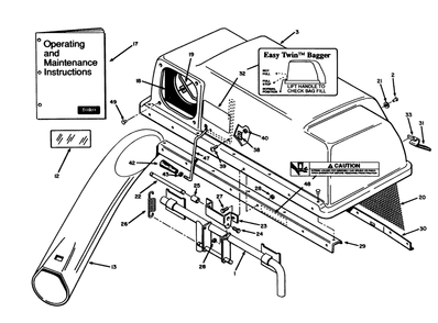 Cover & Chute Assembly Diagram and Parts List for 07-38BS01 2000001 - 2999999 Toro Lawn Tractor Accessories