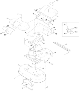 Deck, Frame And Chute Assembly Diagram and Parts List for 20976 400000000 - 402099999 Toro Lawn Mower