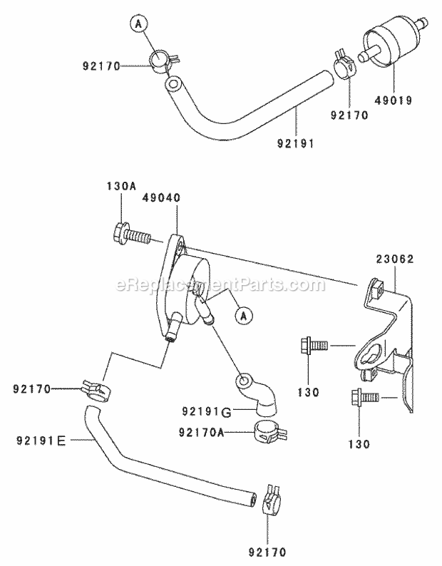 Fuel Tank/Fuel Valve Assembly Kawasaki Fh601v Diagram and Parts List for 74179 230005001-230006000 Toro Lawn Mower