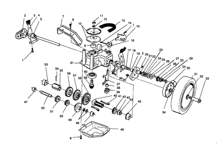 Gear Case Assembly Diagram and Parts List for 26630B 4900001 - 4999999 Toro Lawn Mower
