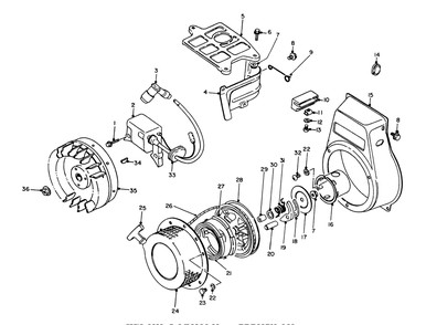 Recoil Starter-Magneto Diagram and Parts List for 62012 7000001 - 7999999 Toro Generator