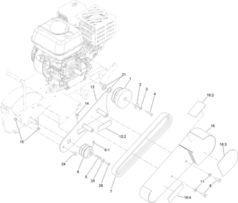 Belt Drive Assembly Diagram and Parts List for 22600HD 402000000 - 404319999 Toro Stump Grinder
