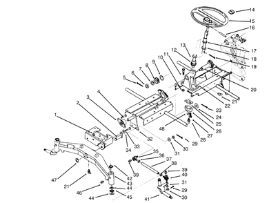 Front Axle And Steering Diagram and Parts List for 73501 59000412 - 59002868 Toro Lawn Tractor