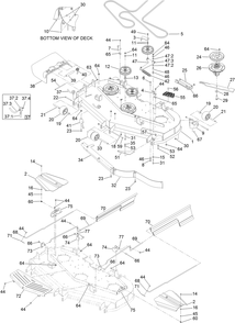 Deck Assembly Diagram and Parts List for 74265TE 402000000-403227064 Toro Lawn Mower