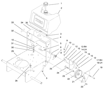 Fuel Tank & Idler Bracket Assembly Diagram and Parts List for 30183 890001 - 899999 Toro Lawn Tractor Accessories
