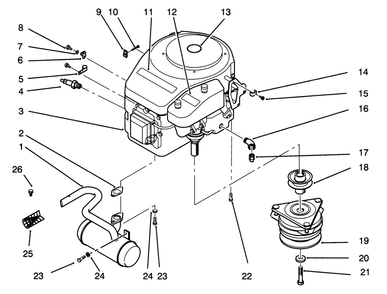 Engine And Clutch Diagram and Parts List for 72041 3900001 - 3999999 Toro Lawn Tractor