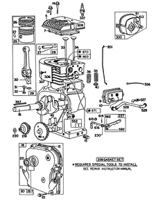 Briggs & Stratton Engine Model No. 130292 Type 0728-02 Diagram and Parts List for 58600 9000001 - 9999999 Toro Tiller