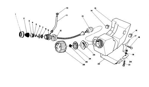 Fuel Tank Assembly Diagram and Parts List for 51644 6000001 - 6999999 Toro Trimmer