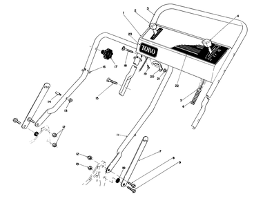 Handle Assembly Diagram and Parts List for 20668 0000001 - 0999999 Toro Lawn Mower