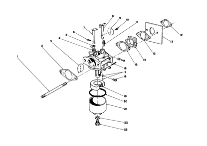 Carburetor Assembly Engine 47pe4 (Used On Units With Serial No. 6000101-6004101) Engine 47pf5 (Used On Units With Serial No. 6004102 & Up) Diagram and Parts List for 16785 6000001 - 6999999 Toro Lawn Mower