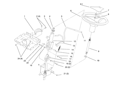 Steering Wheel And Tilt Diagram and Parts List for 72110 7900001 - 7999999 Toro Lawn Tractor