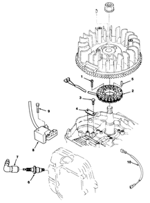 12hp Engine Ignition Assembly Diagram and Parts List for R2-12O501 1000001 - 1999999 Toro Lawn Tractor