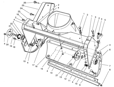 Housing Assembly Diagram and Parts List for 38431 7900001 - 7999999 Toro Snow Blower