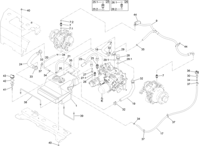 Hydraulic Assembly Diagram and Parts List for 74072 403226744-404399999 Toro Lawn Mower