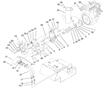 Pump And Fan Mount Assembly Diagram and Parts List for 22303 990001 - 999999 Toro Lawn Tractor Accessories